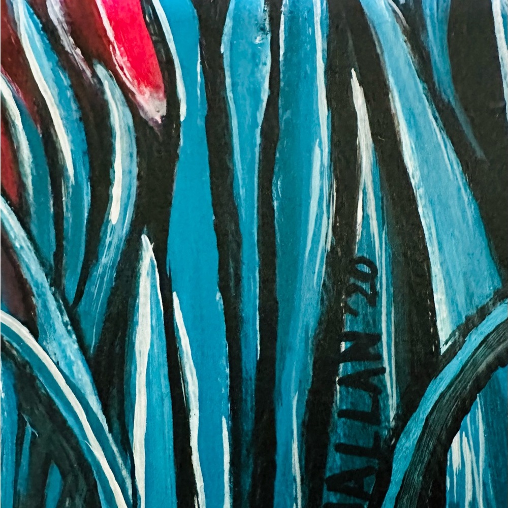 Red and Blue Rabbit Canvas Art - Picture 4 of 5